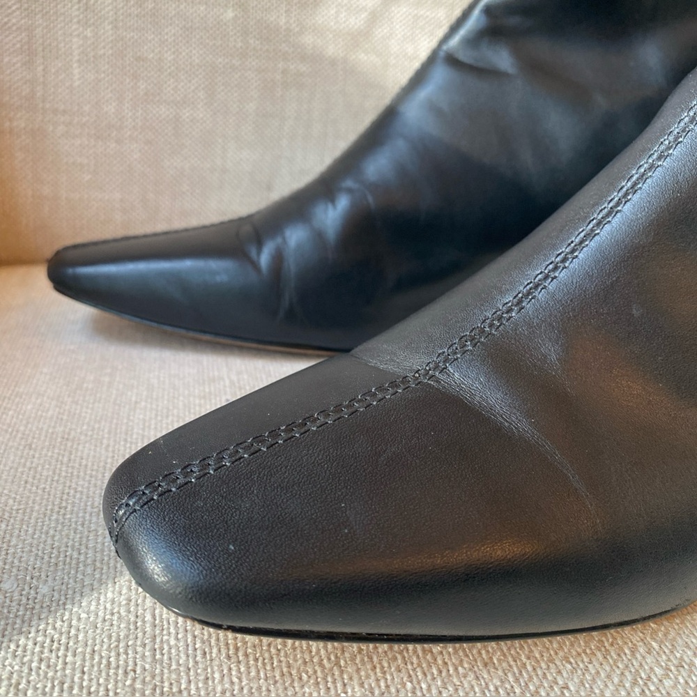 J. Crew Roxie Black Leather Back Zip Ankle Boots in Sz 7.5 with box - Picture 2 of 13